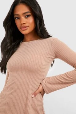 Vestito Skater Fit & Flare A Maniche Lunghe A Coste Morbide -Negozio al dettaglio Vestiti gzz40043 stone xl 3