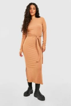 Vestito Longuette A Coste Morbide Con Laccetti In Vita 6 Vestito Longuette A Coste Morbide Con Laccetti In Vita -Negozio al dettaglio Vestiti gzz40114 camel xl 2