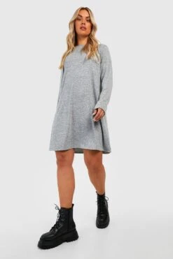 Vestito Grembiule Plus Size In Maglia In Mélange -Negozio al dettaglio Vestiti gzz40153 grey xl 2