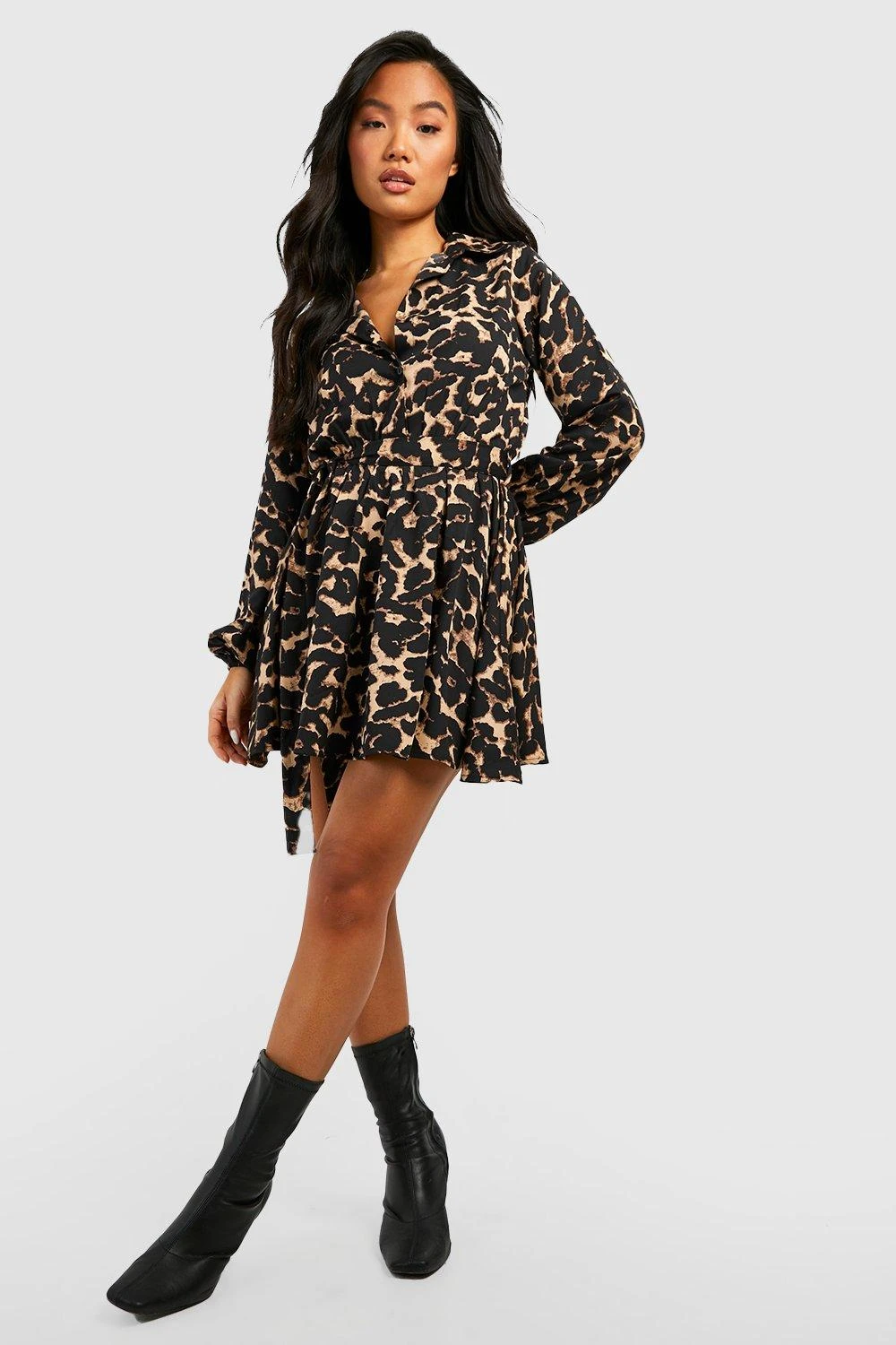Vestito Camicia Petite Stile Skater Con Stampa Leopardata 1 Vestito Camicia Petite Stile Skater Con Stampa Leopardata