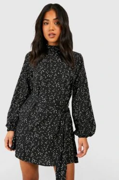 Vestito Skater Petite Con Stampa A Pois E Cintura -Negozio al dettaglio Vestiti gzz40260 black xl 2