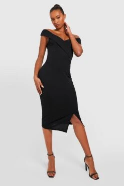 Vestito Midi Tall Con Spalle Scoperte E Spacco Laterale -Negozio al dettaglio Vestiti gzz40270 black xl 2