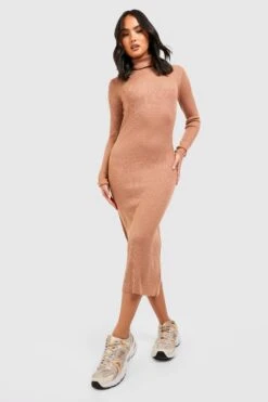 Vestito In Maglia Longuette A Collo Alto -Negozio al dettaglio Vestiti gzz40328 almond xl 2