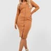 Vestito Midi Plus Size In Maglia Morbida Con Colletto E Bottoni