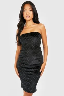 Vestito Midi Petite A Fascia In Velluto Con Borchie -Negozio al dettaglio Vestiti gzz40744 black xl 2