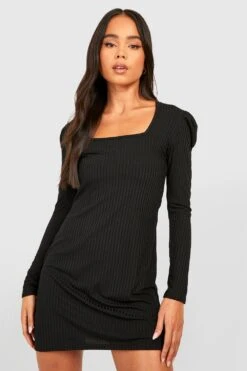 Vestito A Trapezio Petite A Coste Ampie Con Scollo Quadrato