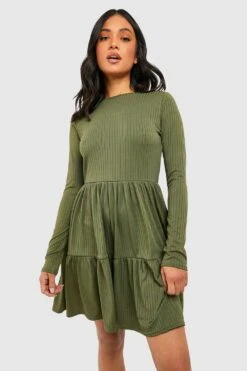 Vestito Grembiule Petite A Coste Ampie Con Balze