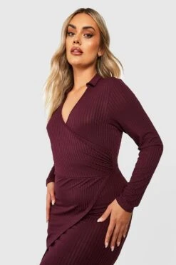 Vestito Scaldacuore Midi Plus Size A Coste -Negozio al dettaglio Vestiti gzz40810 berry xl 2
