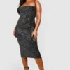 Vestito Midi Plus Size Metallizzato Con Scollo A Cappuccio