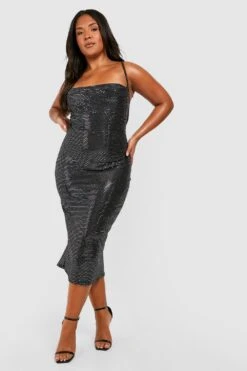 Vestito Midi Plus Size Metallizzato Con Scollo A Cappuccio 6 Vestito Midi Plus Size Metallizzato Con Scollo A Cappuccio -Negozio al dettaglio Vestiti gzz40850 silver xl 2