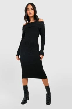 Vestito Midi Basic In Maglia A Coste -Negozio al dettaglio Vestiti gzz40974 black xl 2