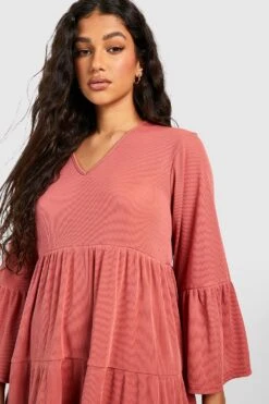 Vestito Grembiule A Coste Con Balze E Maniche Svasate -Negozio al dettaglio Vestiti gzz41069 dusty20rose xl 3