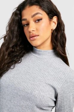 Vestito Scampanato A Coste Morbide A Collo Alto -Negozio al dettaglio Vestiti gzz41124 grey xl 3