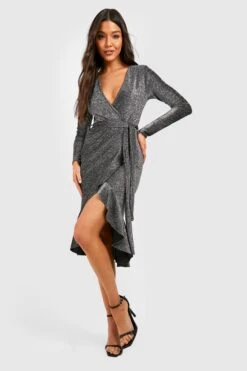 Vestito Skater Midi Scaldacuore Glitterato Con Arricciature