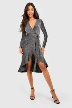 Vestito Skater Midi Scaldacuore Glitterato Con Arricciature 6 Vestito Skater Midi Scaldacuore Glitterato Con Arricciature -Negozio al dettaglio Vestiti gzz41250 black xl 2