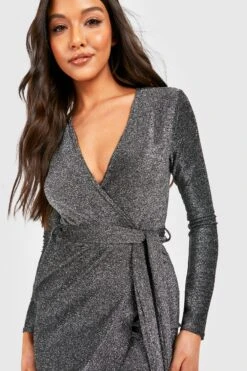 Vestito Skater Midi Scaldacuore Glitterato Con Arricciature 7 Vestito Skater Midi Scaldacuore Glitterato Con Arricciature -Negozio al dettaglio Vestiti gzz41250 black xl 3