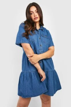 Vestito Grembiule Plus Size In Denim Con Balze 6 Vestito Grembiule Plus Size In Denim Con Balze -Negozio al dettaglio Vestiti gzz41361 mid20blue xl 2