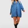 Vestito Camicia Plus Size In Denim Con Dettagli Stile Western