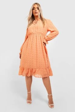 Vestito Midi Plus Size In Rete Plumetis A Trama Larga -Negozio al dettaglio Vestiti gzz41399 pale20orange xl 2