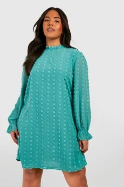 Vestito A Trapezio Plus Size In Rete Plumetis A Trama Larga