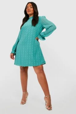 Vestito A Trapezio Plus Size In Rete Plumetis A Trama Larga -Negozio al dettaglio Vestiti gzz41405 teal xl 2