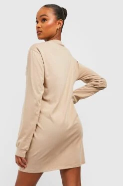 Vestito T-shirt Tall Basic Oversize In Misto Cotone Con Maniche Lunghe -Negozio al dettaglio Vestiti gzz41461 sand xl 1