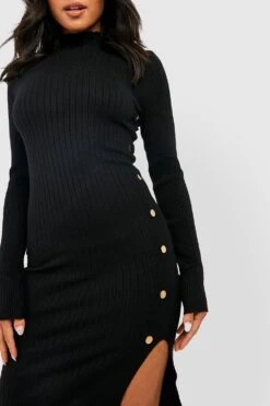 Vestito Petite In Maglia A Collo Alto Con Spacco -Negozio al dettaglio Vestiti gzz41662 black xl 3