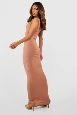 Vestito Maxi A Coste Con Collo Dolcevita -Negozio al dettaglio Vestiti gzz41682 camel xl 1