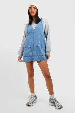 Vestito Scamiciato In Denim In Lavaggio Medio Con Scollo Profondo -Negozio al dettaglio Vestiti gzz41710 mid20blue xl 2