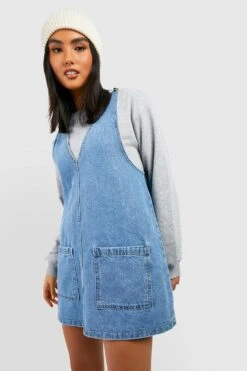 Vestito Scamiciato In Denim In Lavaggio Medio Con Scollo Profondo -Negozio al dettaglio Vestiti gzz41710 mid20blue xl 3