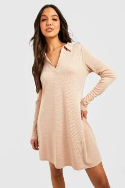 Vestito Scampanato A Coste Morbide Con Colletto 6 Vestito Scampanato A Coste Morbide Con Colletto -Negozio al dettaglio Vestiti gzz41762 camel xl 2