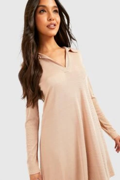 Vestito Scampanato A Coste Morbide Con Colletto 7 Vestito Scampanato A Coste Morbide Con Colletto -Negozio al dettaglio Vestiti gzz41762 camel xl 3