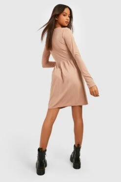 Vestito Grembiule A Coste Morbide Con Bottoni -Negozio al dettaglio Vestiti gzz41767 taupe xl 1