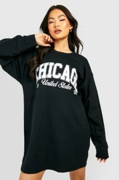 Vestito In Felpa Con Stampa Chicago USA