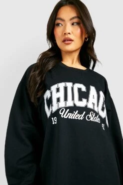 Vestito In Felpa Con Stampa Chicago USA -Negozio al dettaglio Vestiti gzz41770 black xl 3