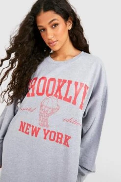 Vestito In Felpa Con Stampa Brooklyn New York
