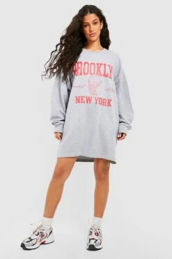 Vestito In Felpa Con Stampa Brooklyn New York -Negozio al dettaglio Vestiti gzz41771 grey20marl xl 2