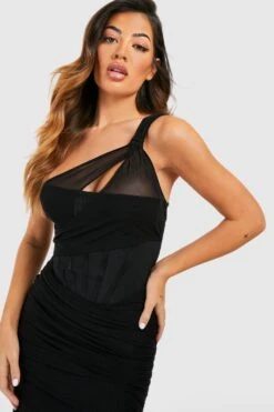 Vestito Midi Premium Fasciante In Rete Con Parte Sovrapposta 6 Vestito Midi Premium Fasciante In Rete Con Parte Sovrapposta -Negozio al dettaglio Vestiti gzz42687 black xl 2