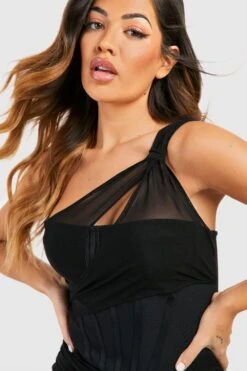 Vestito Midi Premium Fasciante In Rete Con Parte Sovrapposta 7 Vestito Midi Premium Fasciante In Rete Con Parte Sovrapposta -Negozio al dettaglio Vestiti gzz42687 black xl 3