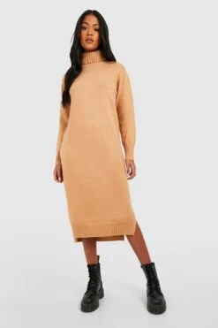 Vestito Maxi Tall In Maglia Con Collo Alto