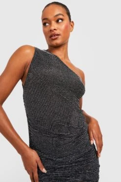 Vestito Midi Tall Glitterato A Righe Con Ruches Asimmetriche -Negozio al dettaglio Vestiti gzz43987 silver xl 3