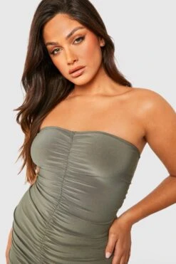 Vestito Midi Plus Size A Fascia Seducente Con Ruches -Negozio al dettaglio Vestiti gzz44166 khaki xl 2