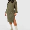 Vestito T-shirt Midi A Collo Alto Plus Size Con Spacco