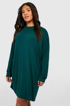Vestito T-shirt Plus Size A Maniche Lunghe -Negozio al dettaglio Vestiti gzz44273 forest xl 2