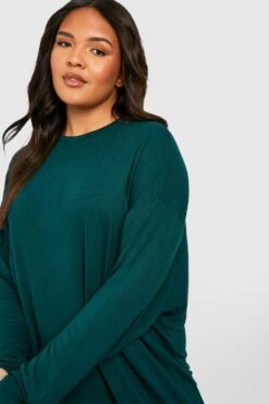 Vestito T-shirt Plus Size A Maniche Lunghe -Negozio al dettaglio Vestiti gzz44273 forest xl 3