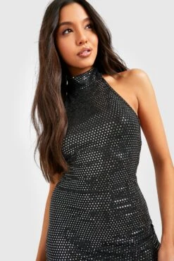 Vestito Midi Aperto Sul Retro A Collo Alto Con Paillettes -Negozio al dettaglio Vestiti gzz44296 black xl 3