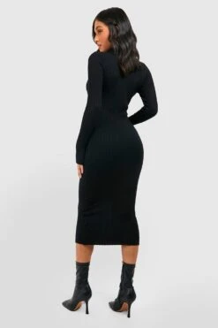 Vestito Midi Petite In Maglia A Coste Con Colletto -Negozio al dettaglio Vestiti gzz44335 black xl 1
