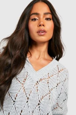 Vestito In Maglia Petite Scampanato Con Scollo A V -Negozio al dettaglio Vestiti gzz44900 grey xl 3