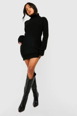 Vestito In Maglia Petite A Collo Alto Con Trama A Nido D’ape -Negozio al dettaglio Vestiti gzz45565 black xl 2