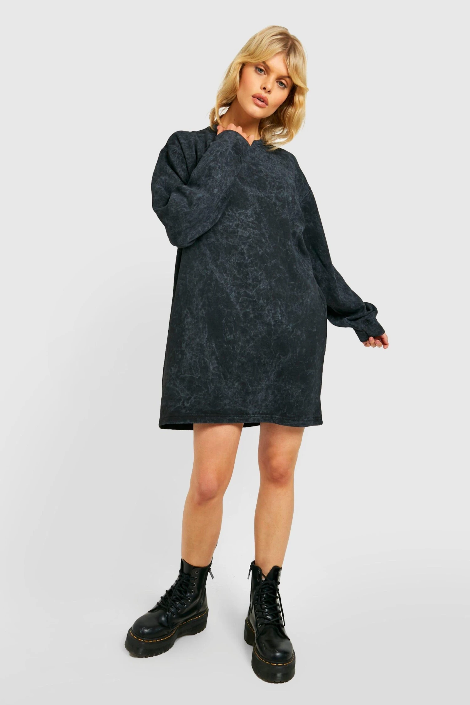 Vestito In Felpa Oversize In Lavaggio Acido 3 Vestito In Felpa Oversize In Lavaggio Acido - immagine 3